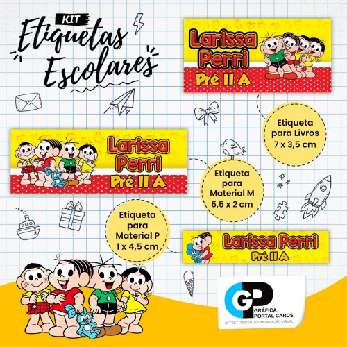 CARTELA ADESIVA DE ETIQUETAS ESCOLARES EM VINIL