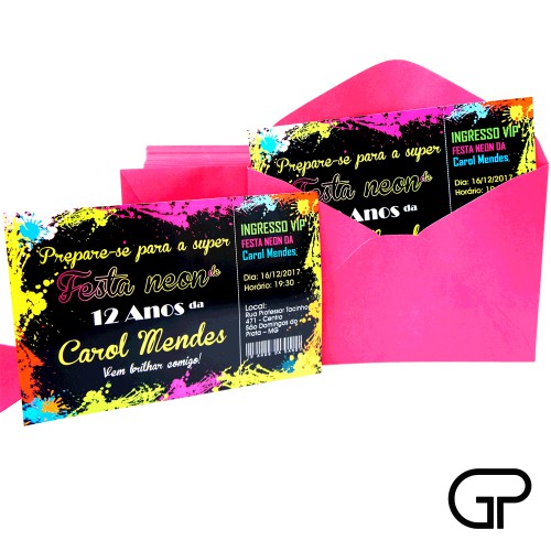CONVITE DE ANIVERSÁRIO -TEMA BALADA NEON
